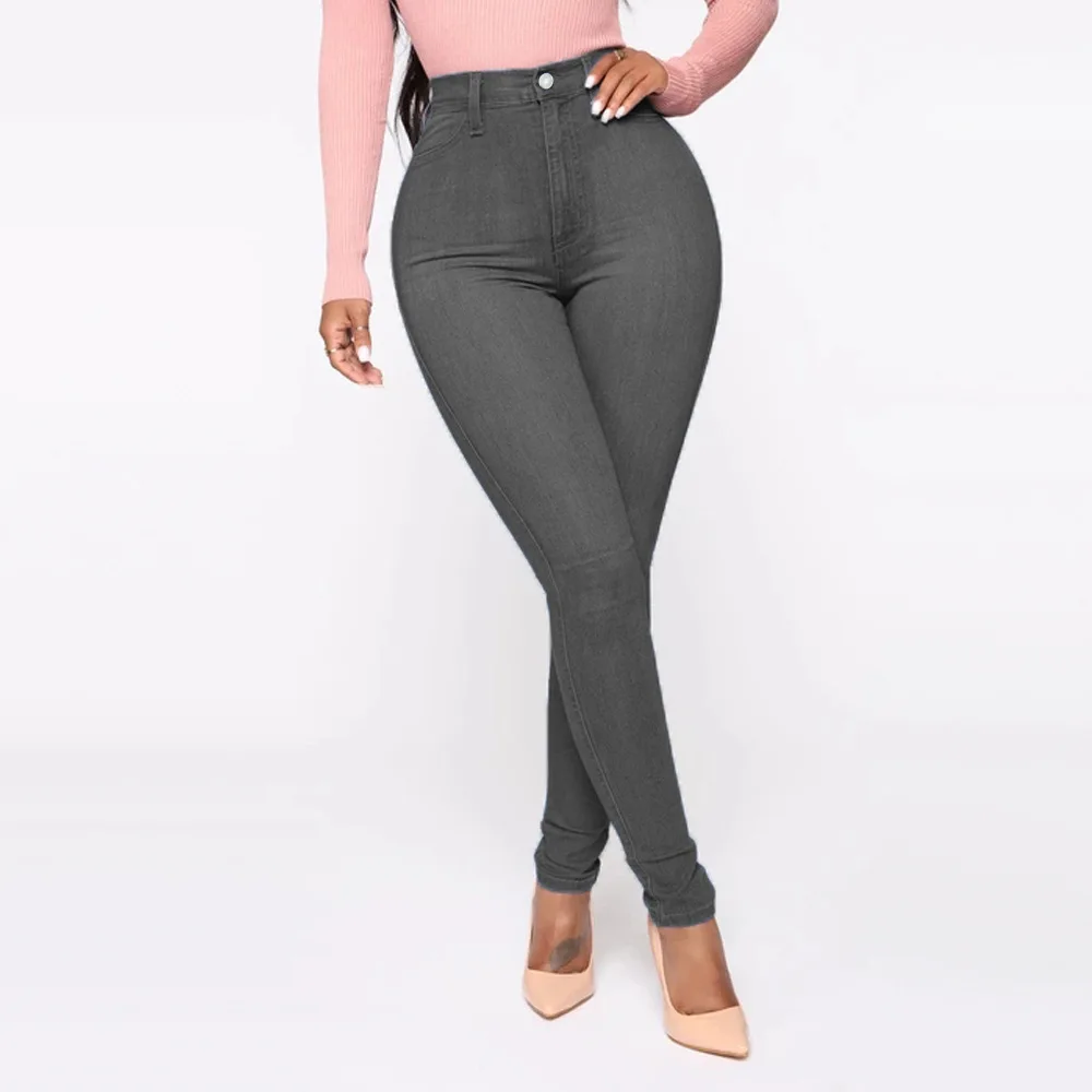 

Jean Femme 2021 Sexy Gray Black Blue Stacked Jeans Women High Waist Skinny Mom Jeans Women Plus Size XS 5XL 6XL Pants Trousers