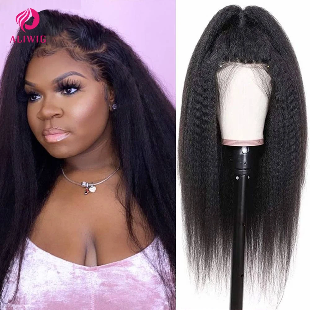 

Aliwig Yaki Straight Peruvian Hair 100% Remy Human Hair Wig Pre Plucked 13x4 Lace Front Wig For Women Wig With Baby Hair 32 Inch