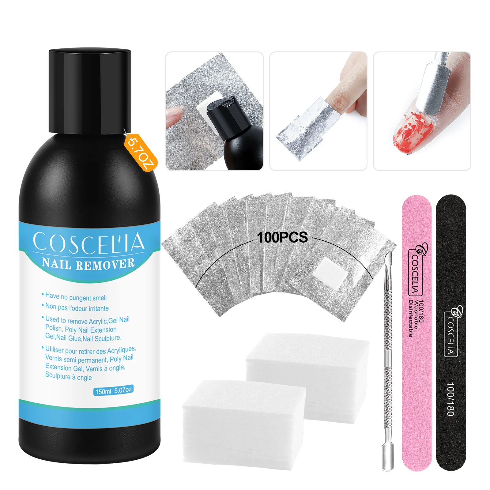 

Набор для снятия лака с ногтей COSCELIA, жидкие хлопковые салфетки для ногтей из алюминиевой фольги, инструменты для снятия лака с ногтей