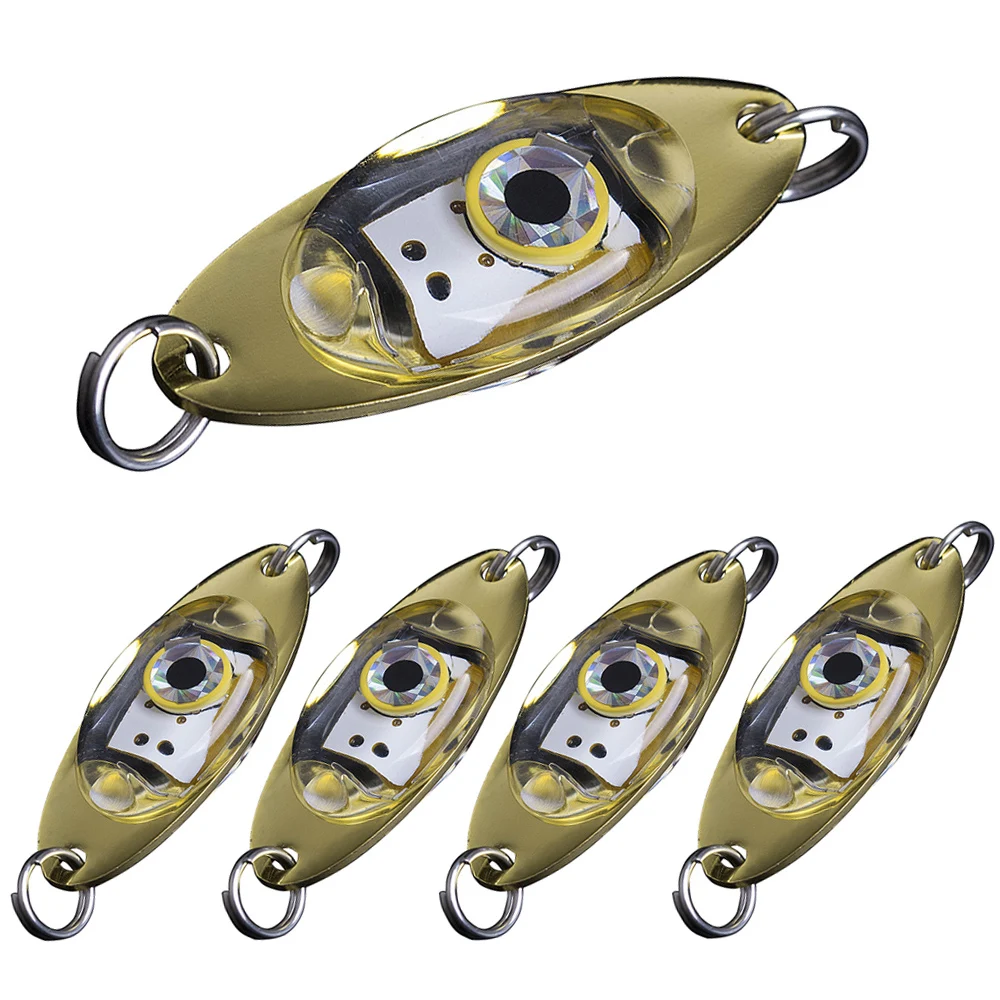 

3/5pcs Winter Ice Fishing Lure LED Fishing Lure Flash Deep Drop Night Light Saltwater Underwater Eye Shape Fishing Accessories