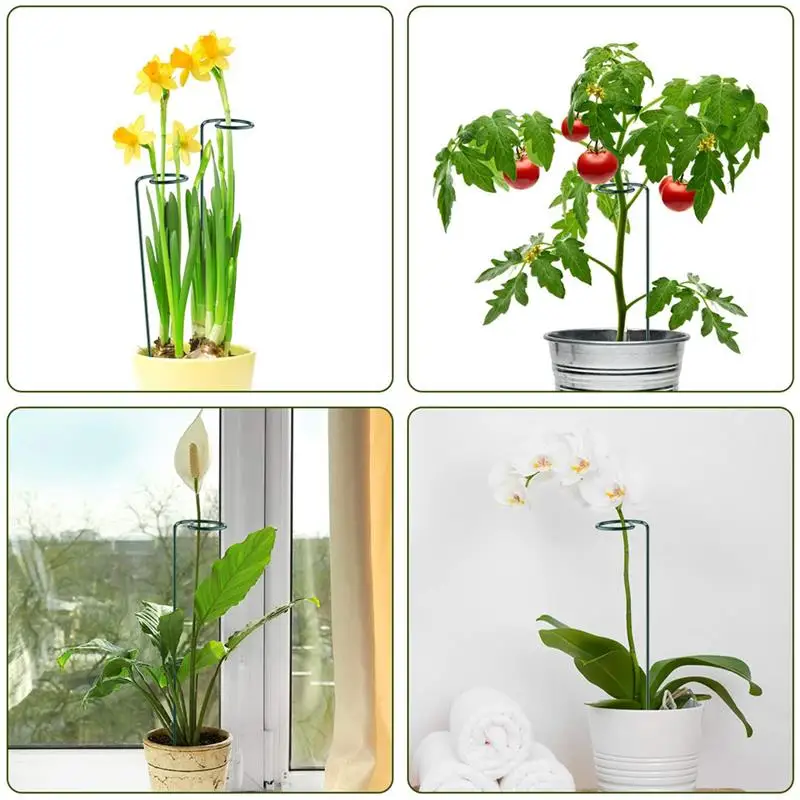 

12PCS 45cm Plant Support Rings Garden Metal Single Stem Stake Cage For Flower Rose Lily Christmas Decoration Garden Tools