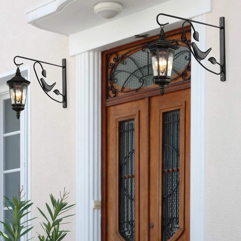 

Hanging Basket Brackets Plant Hook 4 Pack Outdoor Garden Wall Hook for Lanterns Wrought Iron Heavy Duty Bracket