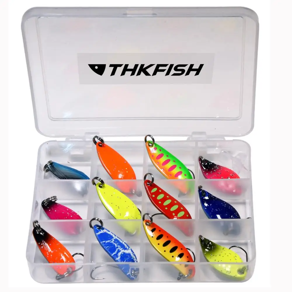 THKFISH 12 шт. приманки для форели 2 8 г 3 6 5 металлическая ложка рыболовные щуки окунь