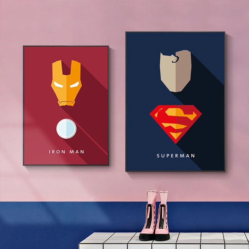 

Marvel Superhero Avengers Canvas Painting Children's Room Mural Spider-Man Iron Man Bedroom Posters and Print Wall Art Picture