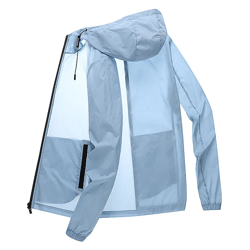 

Summer Jacket Men's Sun Protection Thin Breathable Ice Silk Outdoor Fishing Men's Jacket Hooded Casual Fashion Chaquetas Hombre