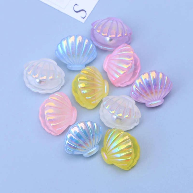 

10Pcs Kawaii Cute Color Plated Pearl Shells Flat Back Resin Cabochons Scrapbooking DIY Jewelry Craft Decoration Accessories