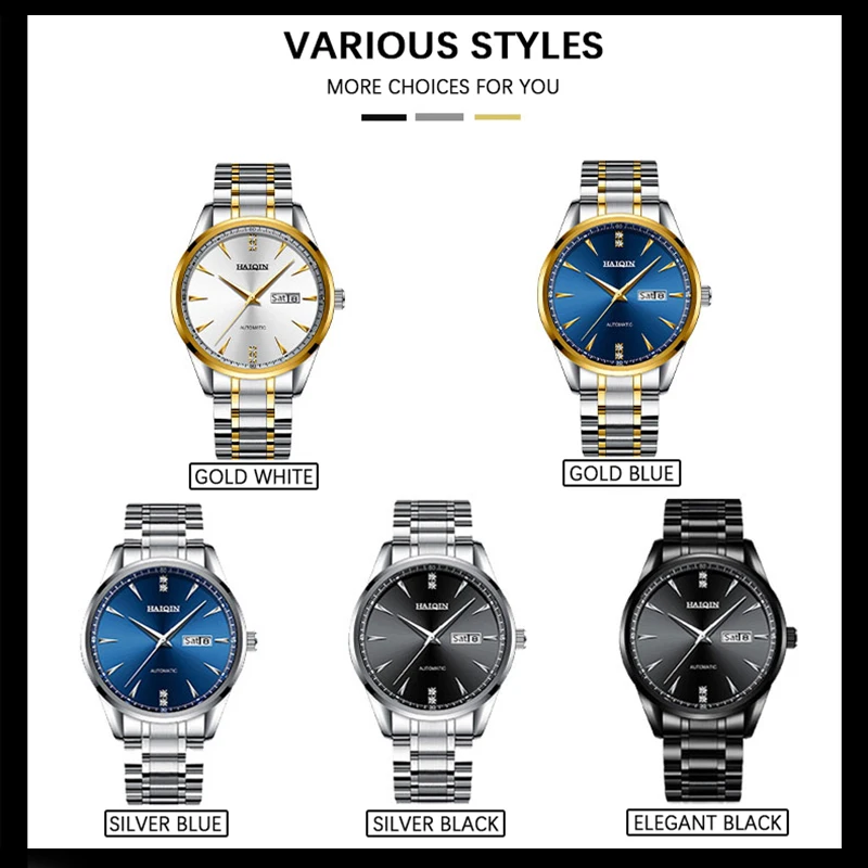

New HAIQIN Men's Business Watches Top Brand Luxury Military Sports Wristwatch Waterproof Stainless Steel relogio masculino 2019