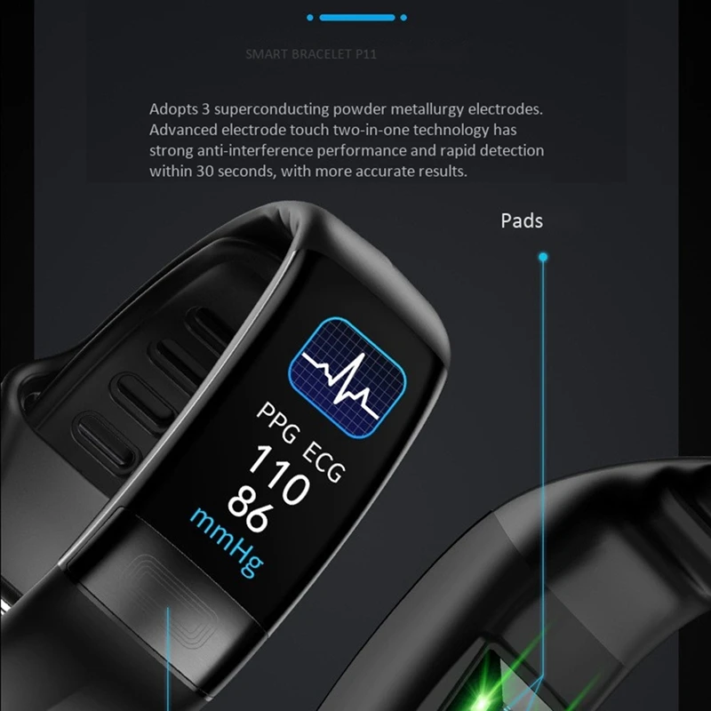 

FFYY-P11 Smart Bracelet Bluetooth Fitness Tracker IP67 Waterproof Temperature Measurement Sports Bracelet Health Tracking