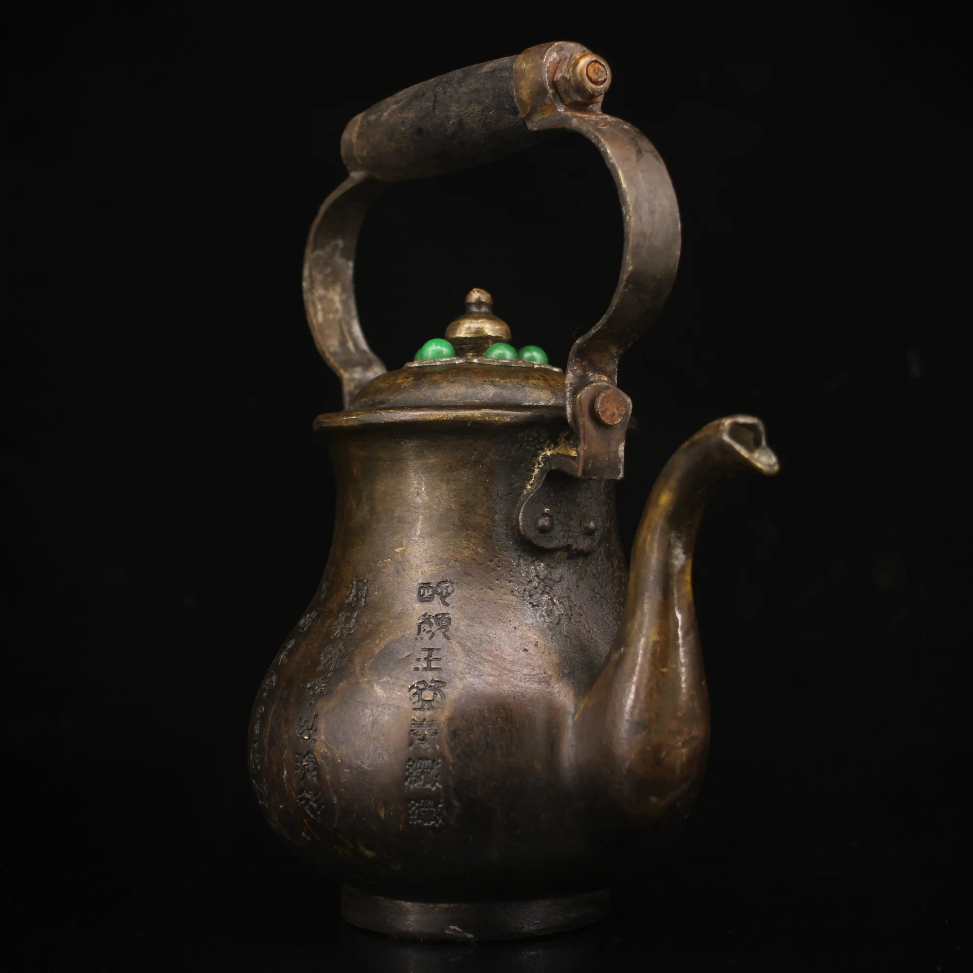 

Wedding decoration collection of old pure copper all copper pure hand-made inlaid gem jug kettle