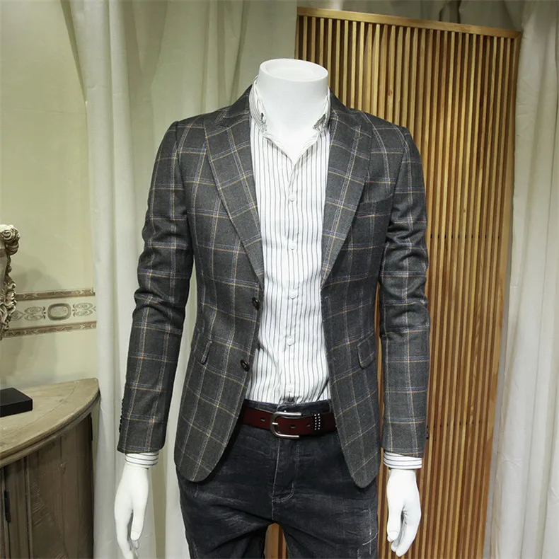 Трендовый Блейзер тонкий костюм весна осень Клетчатая Рубашка Модный