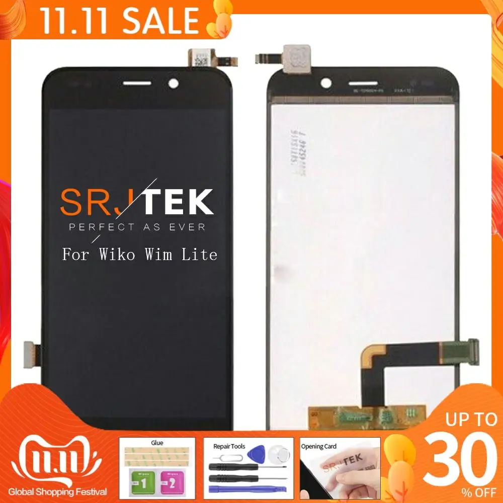 

Tested 5" LCD For Wiko Wim Lite Display Touch Screen LCD Digitizer Glass Panel Assembly With Frame For Wim Lite LCD Replacement