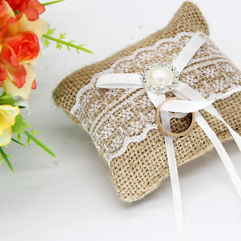 XINAHER 10 см * 8 кружевное кольцо с бантом Подушка винтажная джутовая ткань украшение