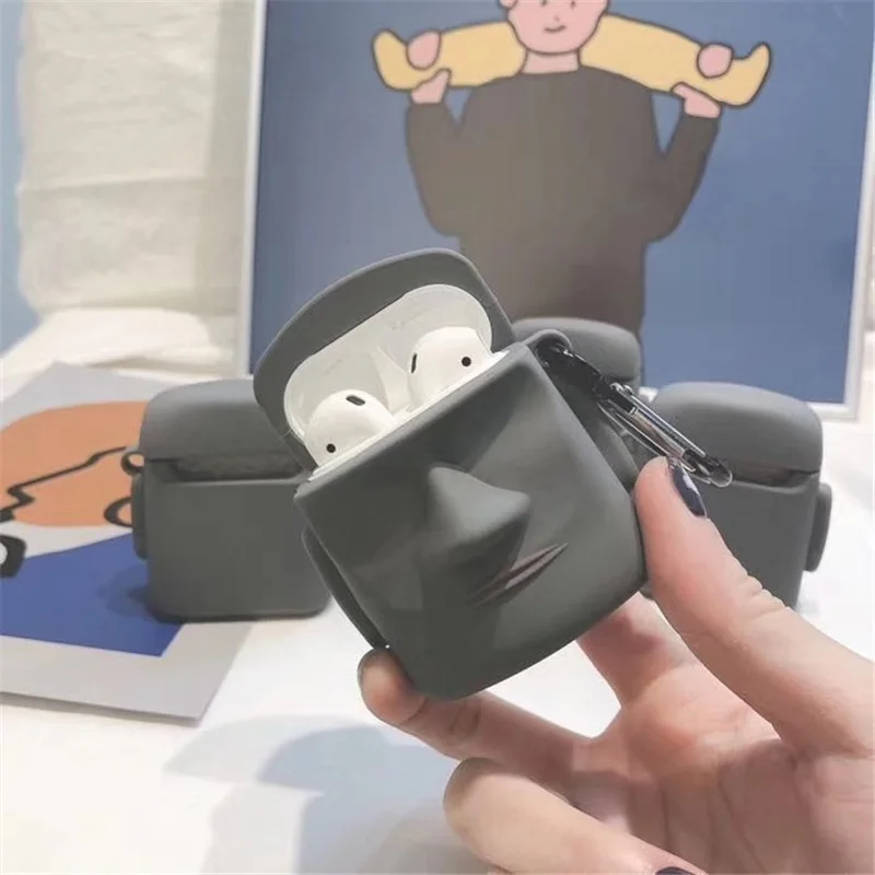 Креативный чехол с трехмерной статуей камня Moai AirPods Apple Bluetooth для беспроводных