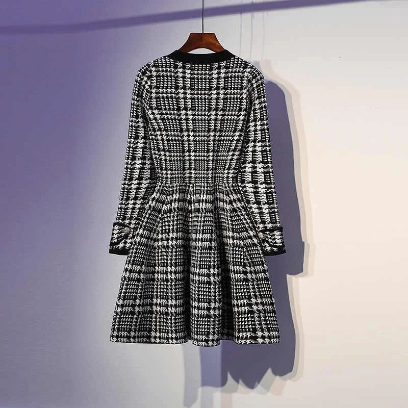 Женское твидовое платье в шотландскую клетку черное или красное элегантное