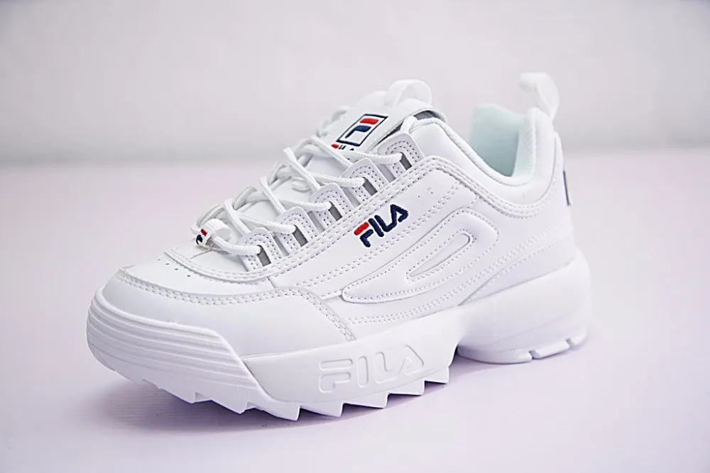 2019 Fila Kids Disruptor II 2 Женские кроссовки беговые увеличивающие рост белого цвета