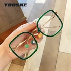 Очки YOOSKE женские большого размера, Модные прозрачные, в стиле ретро, с прозрачной оправой, с квадратными линзами, зеленые оранжевые