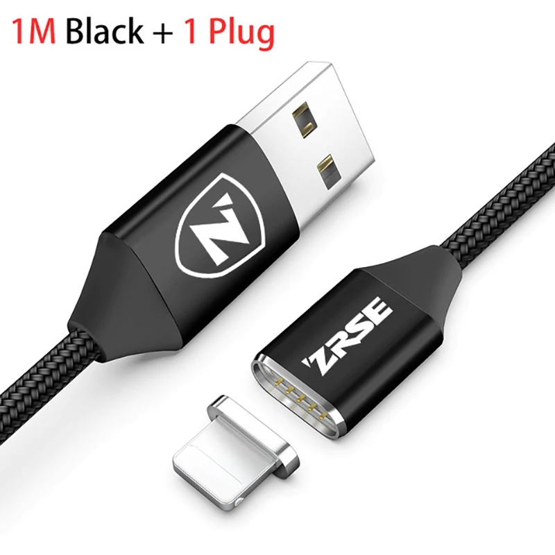 Black for Apple ZRSE Магнитный кабель для iPhone USB Магнитный кабель для зарядки данных Магнитный кабель для зарядки для iPhone 5S 6 6s 7 8 Plus 11 X XS XR - Цвет: Black for Apple
