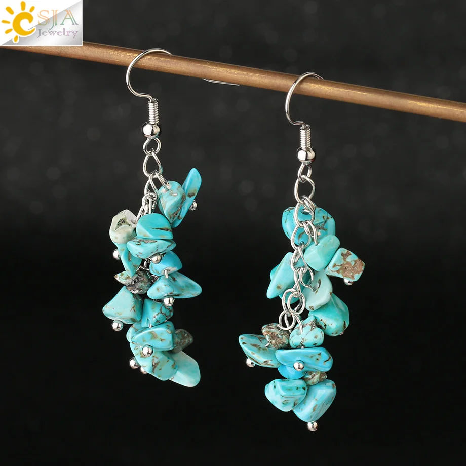 Серьги-подвески CSJA из полудрагоценного камня