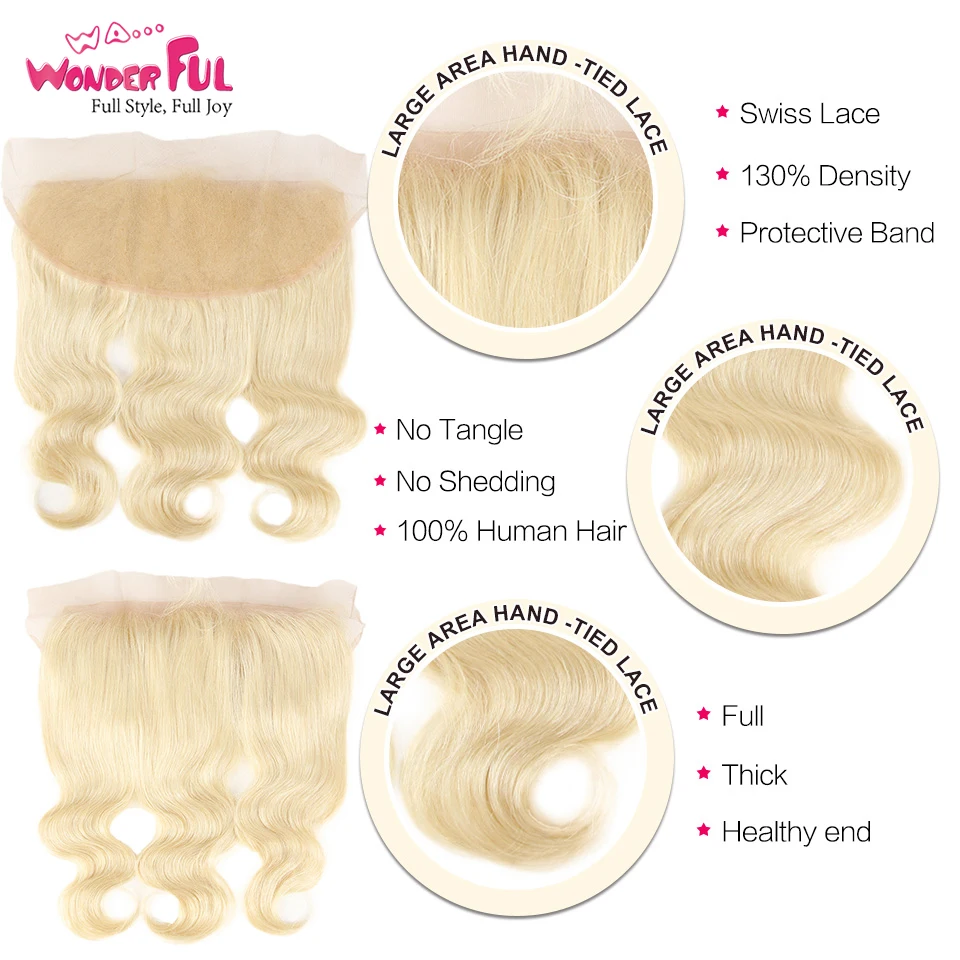 Блонд 613 пучков с фронтальным закрытием человеческие волосы пучки бразильские