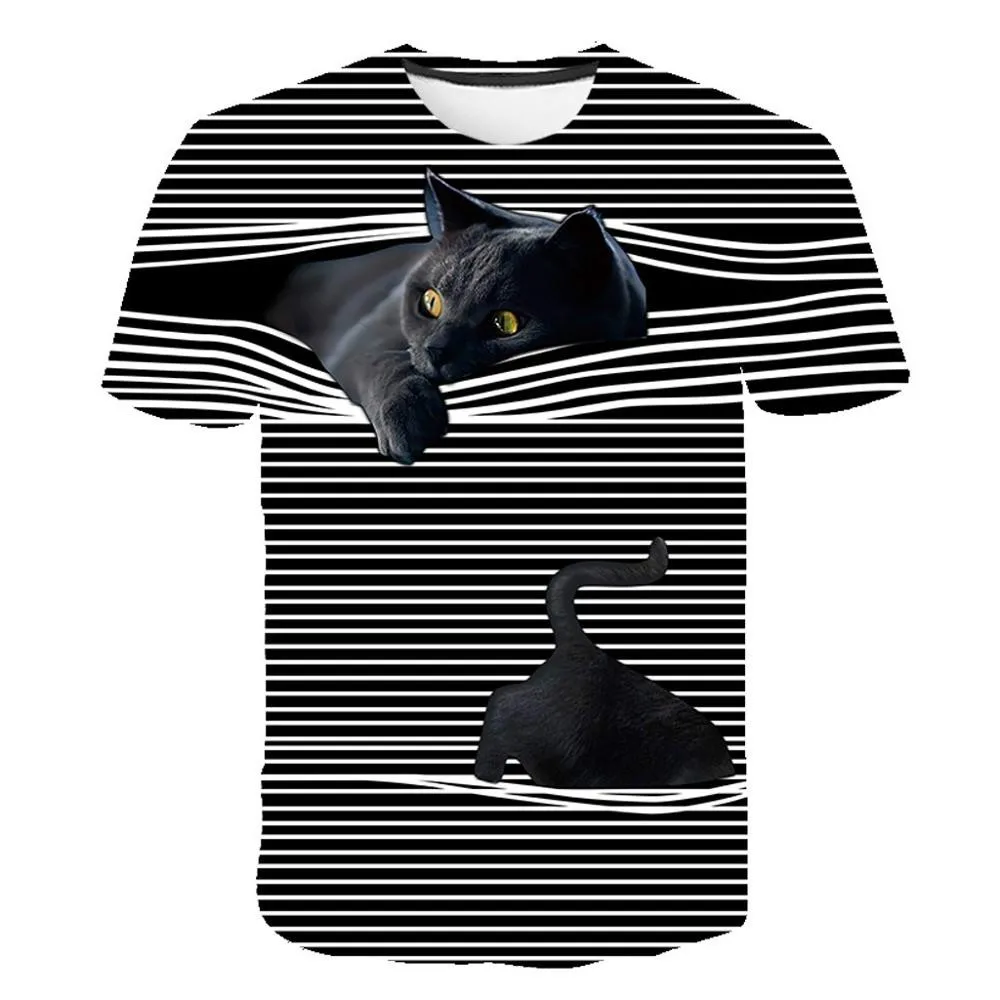 

Boys and girls 3d cat print short-sleeved top anime casual short-sleeved children's fashion T-shirt 2020 summer new style