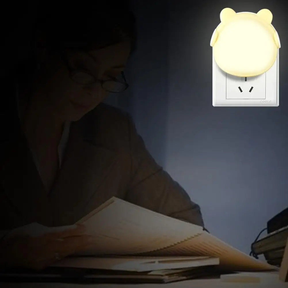 

Cartoon Bear Light Control Night Lights Intelligent LED Automatic Sensor Lamp US No Glare Give Your Family a Sense of Security