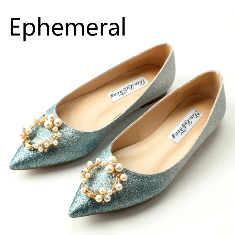 

Ladies Crystal Flowers Pointy Toe Soft Sole Flats Pregnant Women Shoes Nice looking Fashion Slip-ons Spring Footwear Big Size 45