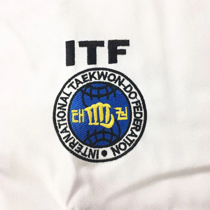 Стандартная Униформа ITF Taekwondo Dobok для мастер ассистента изысканная вышивка костюм