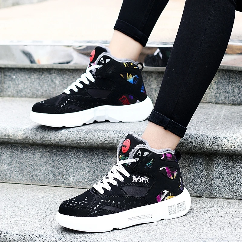 COOLVFATBO Winter Men's Shoes Women High-Top Outdoor Keep Warm Flat-Slip Anti-Cold Wear-Resistant Casual Sneakers |