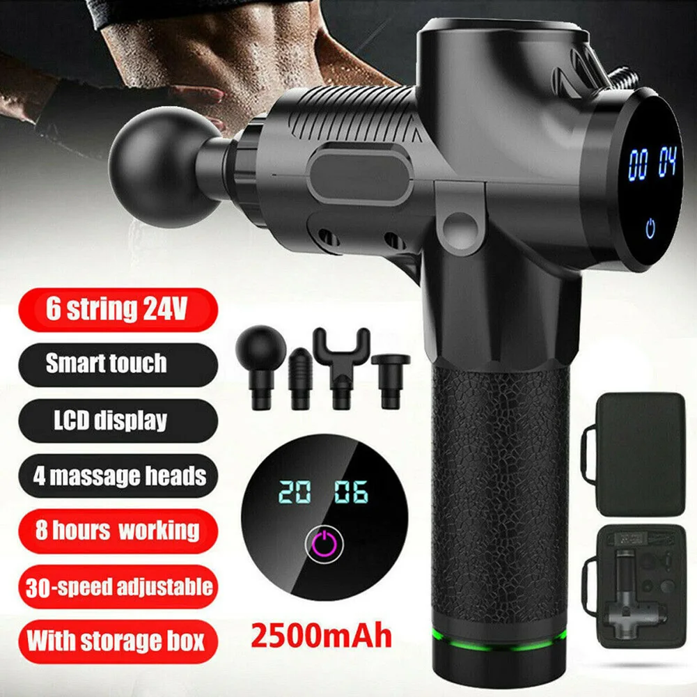 

Percussion Massage Guns Tool 4 Heads 30 Speeds Vibration Muscle Body Therapy Massager DC120