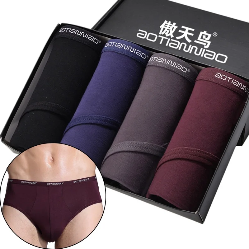 4PCS/lot 5XL Modal Men's Underwear Briefs Breathable Man underpants Briefs Panties Male Underwear Comfortable Shorts Men Briefs