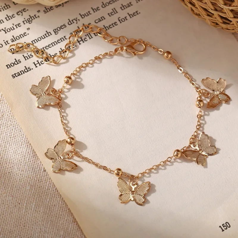 

Creative Retro Hollow Butterfly Pendant Anklet 2021 Summer Beach Foot Jewelry Fashion Style Anklets for Women