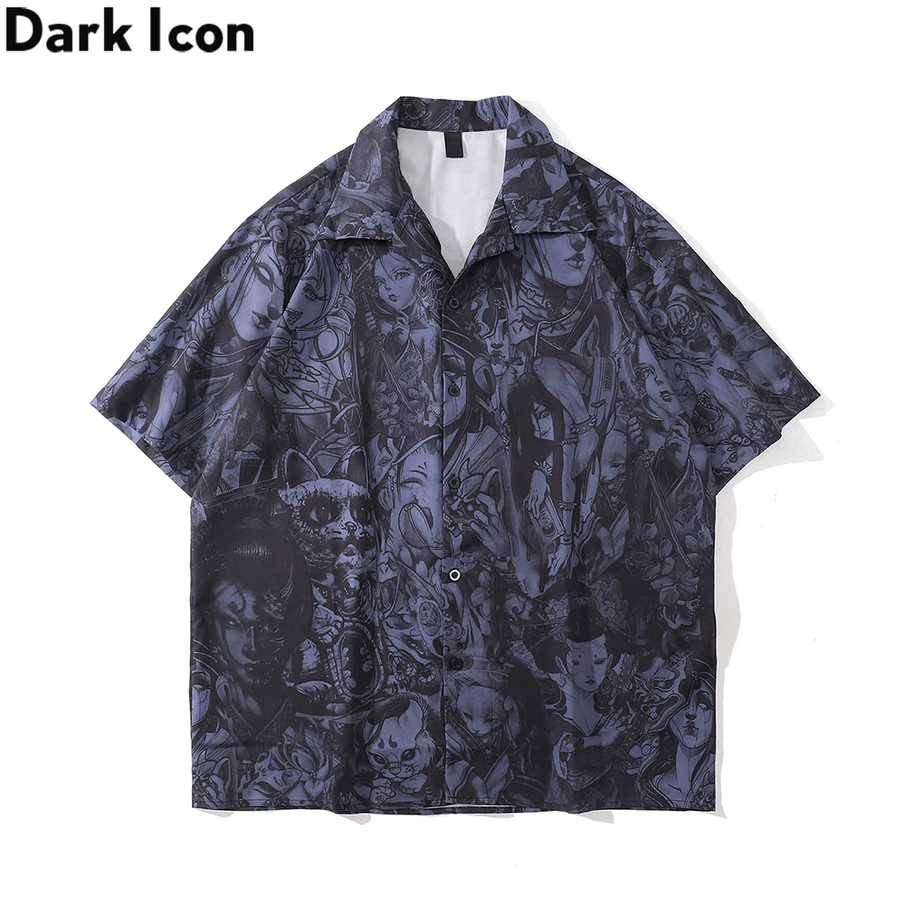 

Dark Icon Full Printed Shirts for Men Summer Thin Material Men's Shirt Man Clothe