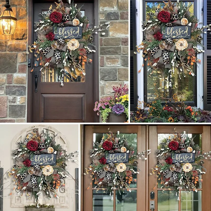 Blessed Wreath Year Round Wreath Cheetah Wreath Everyday Wreath Christmas Decor Font Door Wreath Autumn decoration house garland