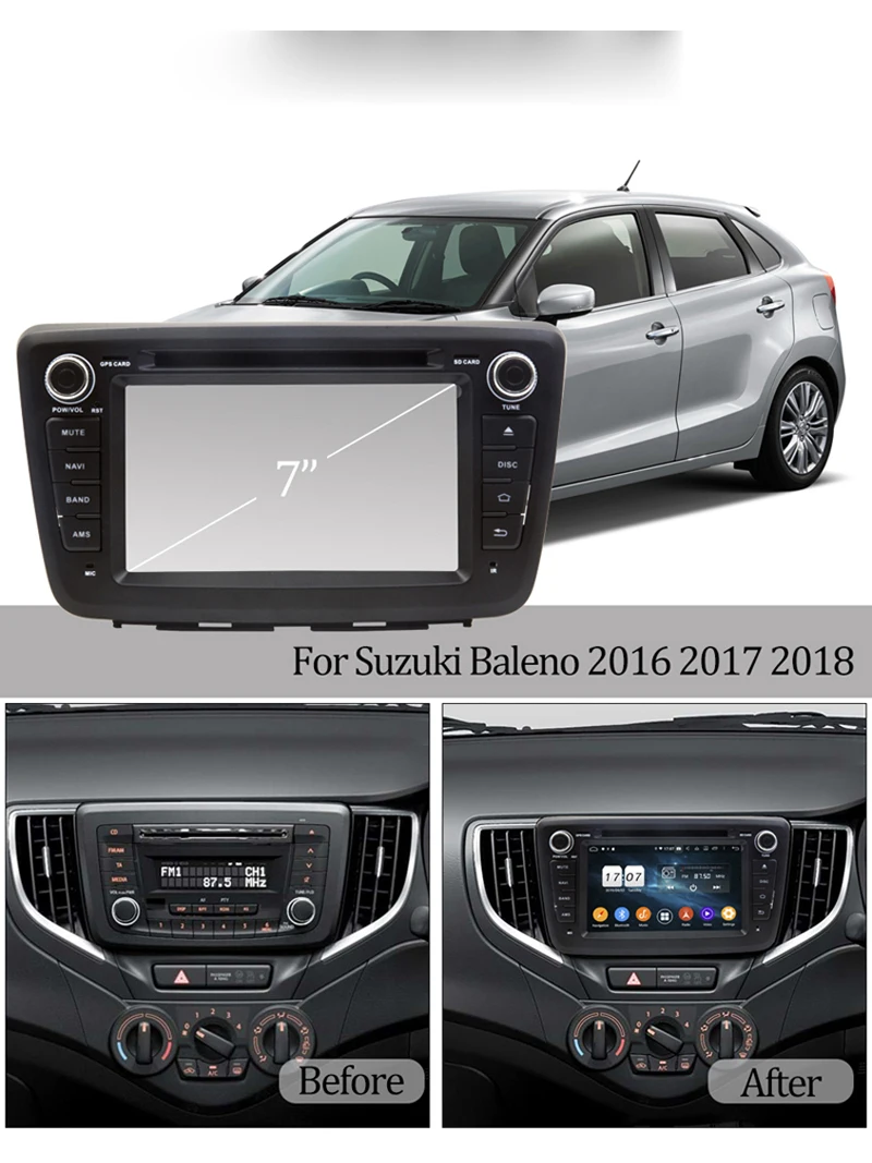 7 дюймов два din android 10 0 Автомобильный Аудио мультимедийный плеер для suzuki baleno 2016-2018