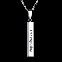 four sides engraving necklace personalized square bar custom name stainless steel pendant necklace for women men jewelry gifts