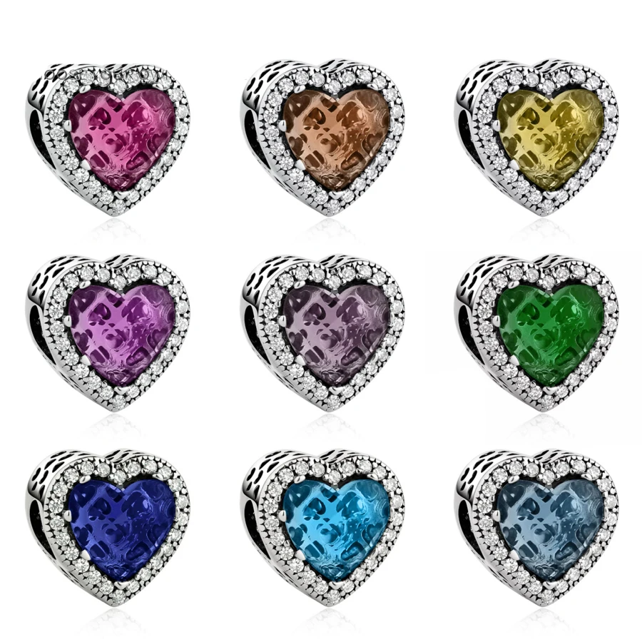 

Новый 100% 925 стерлингового серебра в форме сердца с украшением в виде кристаллов Шарм бусины для браслетов DIY браслет для женщин оптовая прод...