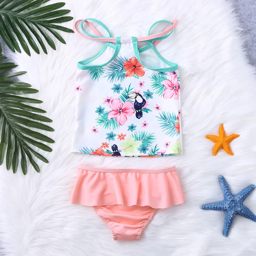 Жилет Цветочный принт бикини комплект с оборками и шорты из двух штук купальник