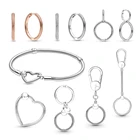 Женские Ювелирные изделия 2021, брелок с любовным сердцем, подходят для оригинальных бриллиантов Pandora, круглые серьги из стерлингового серебра 925 пробы