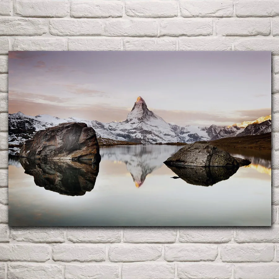 Alps matterhorn снежные горы озеро отраженный пейзаж гостиная домашнее искусство Декор