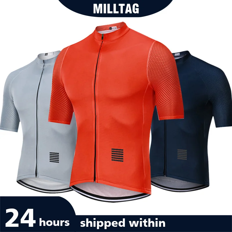 MILLTAG  Men Cycling Jersey 2022 Short Sleeve MTB Road Bike Jersey Stripes Breathable Mountain Bicycle Jersey Maillot Ciclismo