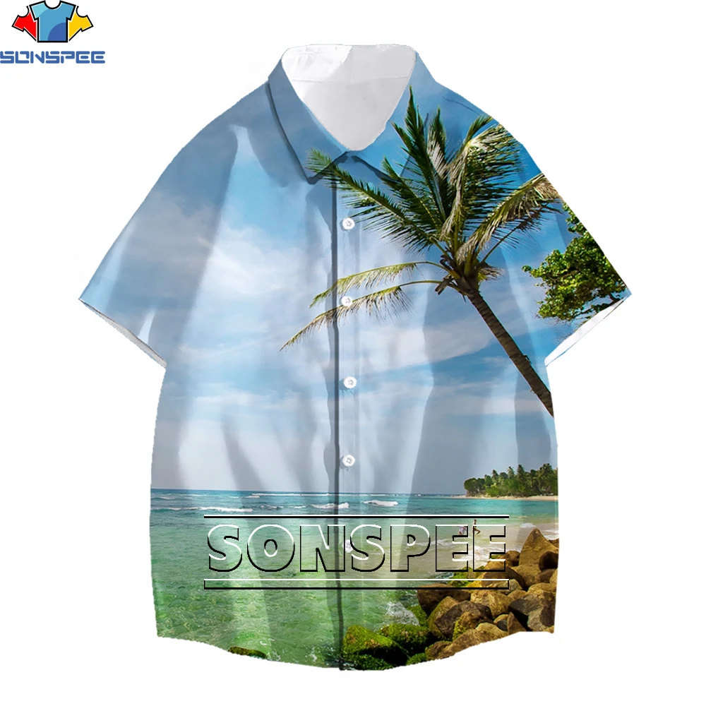 

SONSPEE 3D print simple pattern men's T-shirt beach palm tree Hawaiian shirt summer casual loose oversized top kids short sleeve