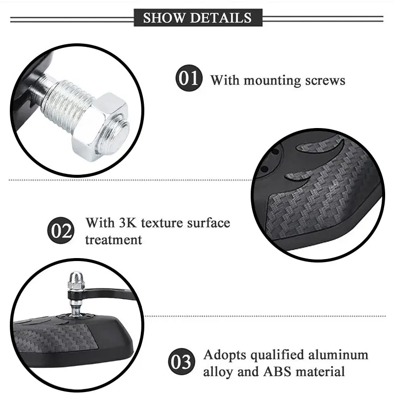 

1Pair Bicycle Rearview Mirrors Wide Range Rear View 360 Degree Rotate Adjustable Reflector Aluminum Alloy Cycling ABS Mirrors