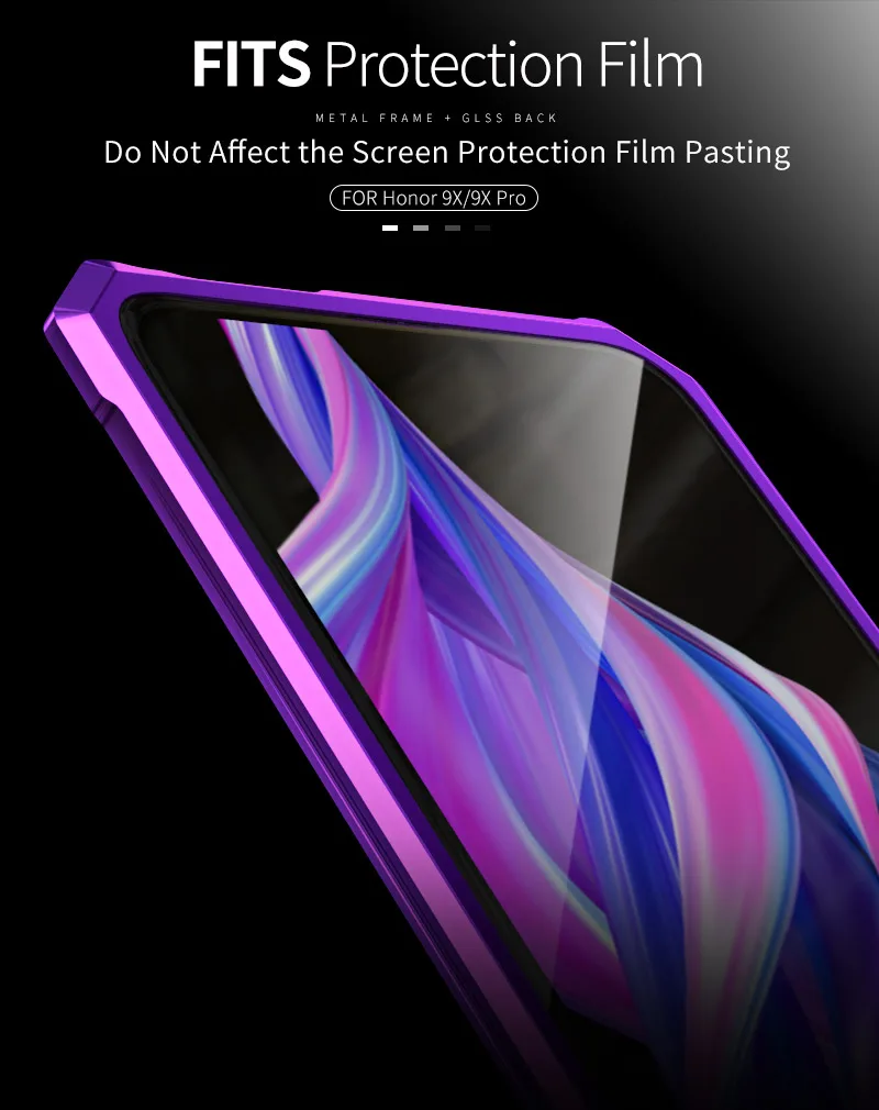 OMEVE для huawei Honor 9X чехол с металлической рамкой и закаленным стеклом задняя крышка для huawei Honor 9X Pro Чехол Honor 9X бампер чехол
