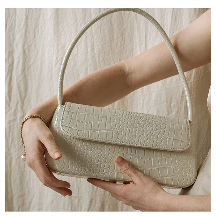 

Vintage Fashion Crocodile Tote Bags 2020 Luxury Handbags Woman Bags Designer Baguette Shape Subaxillary bag Female Shoulder Bag