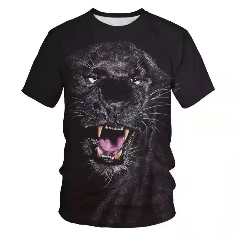 

Factory direct summer trends support custom printed men's T-shirts Lion Tiger Leopard 3D digital printing