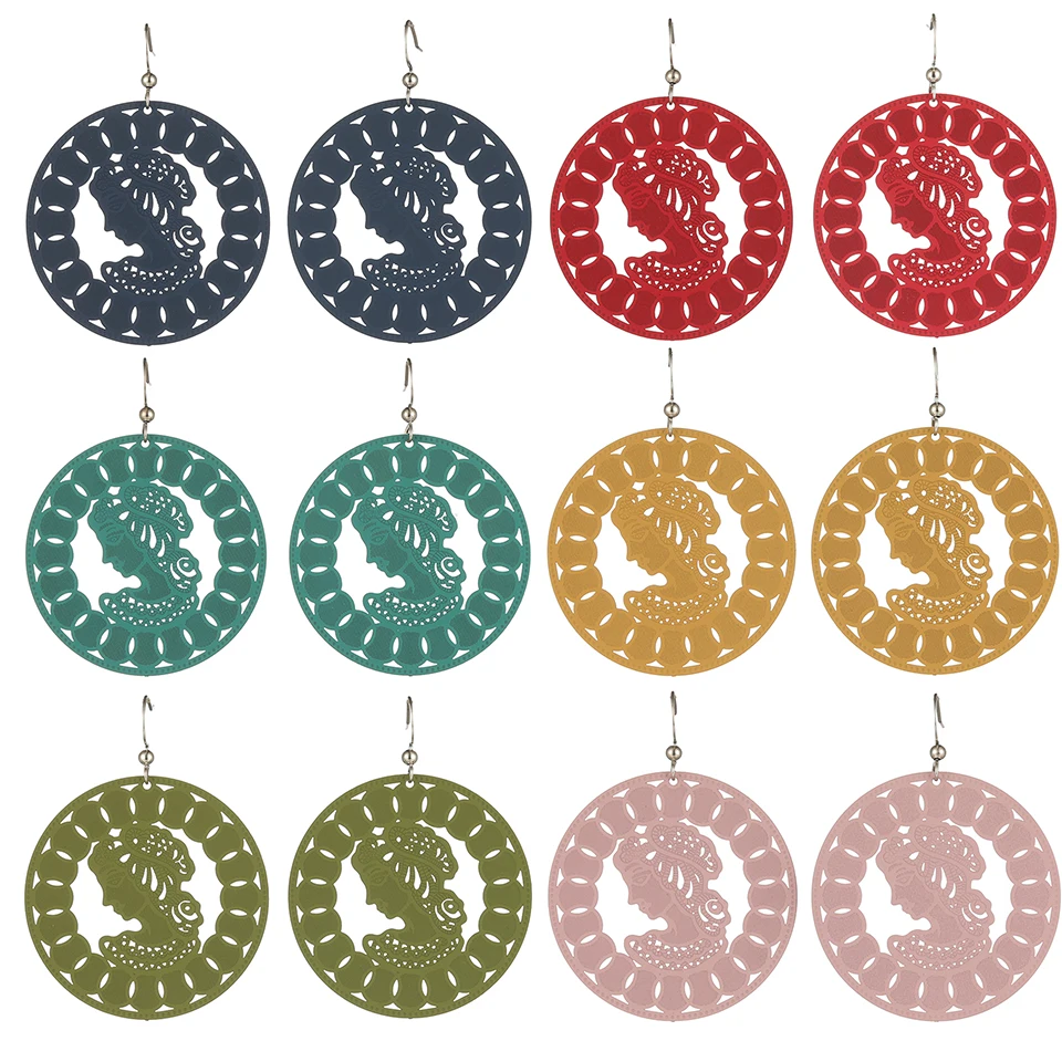 Charming Romantic And Sweet Copper Sheet With Rubber Paint Round Hollow Dangling 2019 Fashion Earrings For Women Accessories | Украшения и