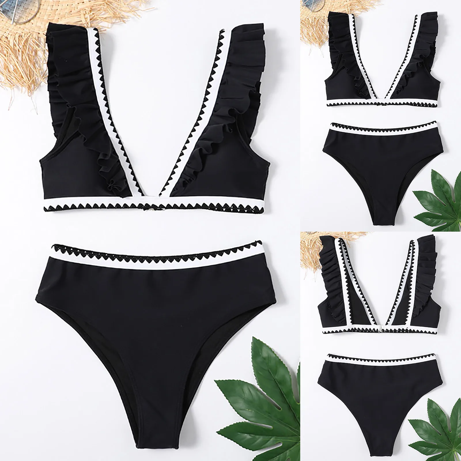 

Swimwear Two Piece Bikini Women Sexy Solid Camisole Split Bikini Backless Swimwear Swimsuit Two Piece Suit Beach Bathing Suit