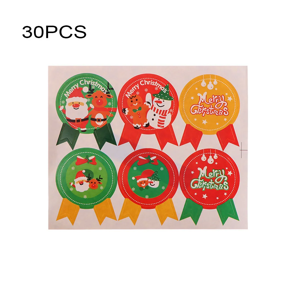 30Pcs 24 шт Круглые рождественские накладные накладки для ногтей с полным покрытием, наклейки для ногтей, маникюрные украшения с клеем, набор для макияжа - Цвет: 30Pcs