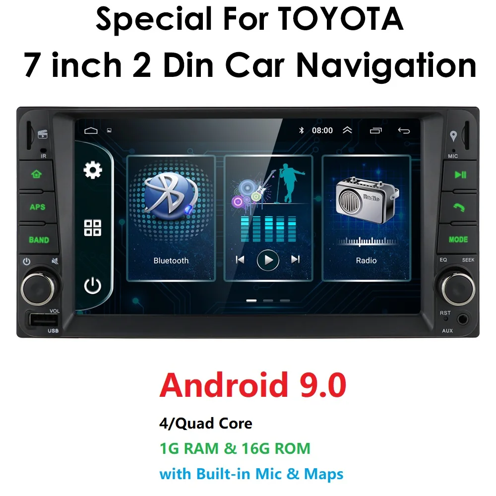 2 din, android 9,0, универсальный автомобильный мультимедийный плеер, автомагнитола, стерео для toyata VIOS CROWN CAMRY HIACE PREVIA COROLLA RAV4