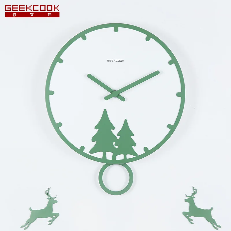 Простые креативные скандинавские немой настенные часы Mo Landi цвета для домашнего